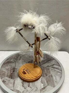 Native American Style Kachina Spirit Doll Feathered Handmade Figure 10” Tall